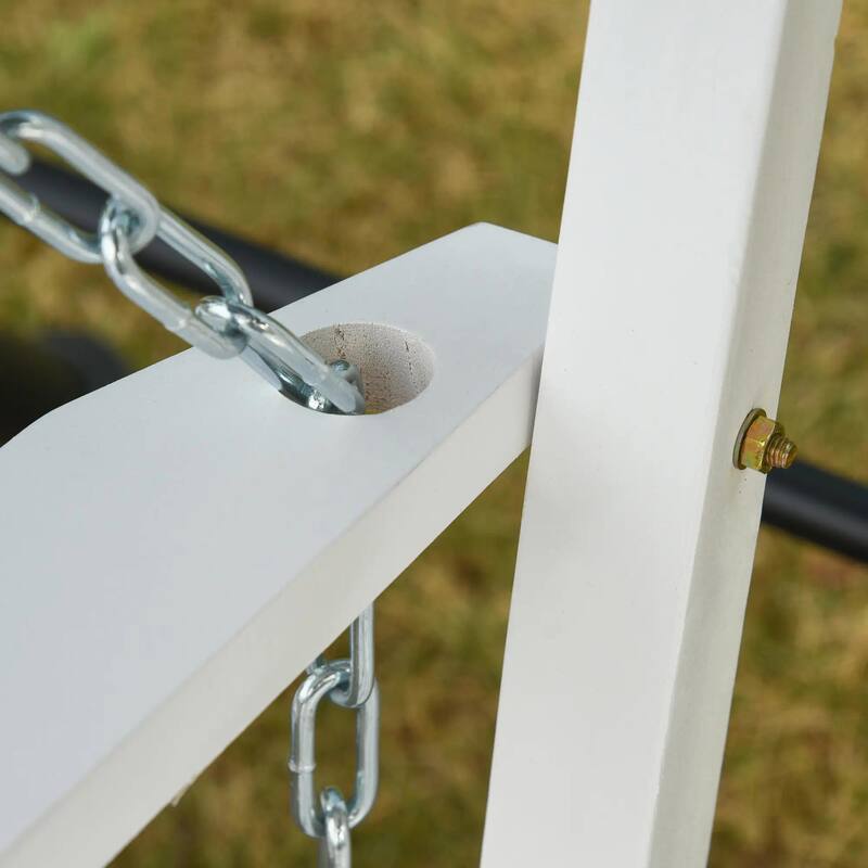 2-Seat Hanging Porch Swing, Slatted Design, Chains, 440 lbs Capacity