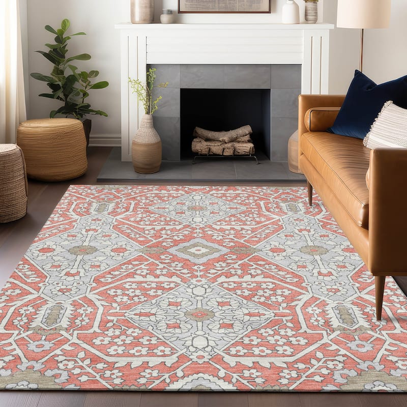 Machine Washable Indoor/ Outdoor Chantille Traditional Medallion Rug