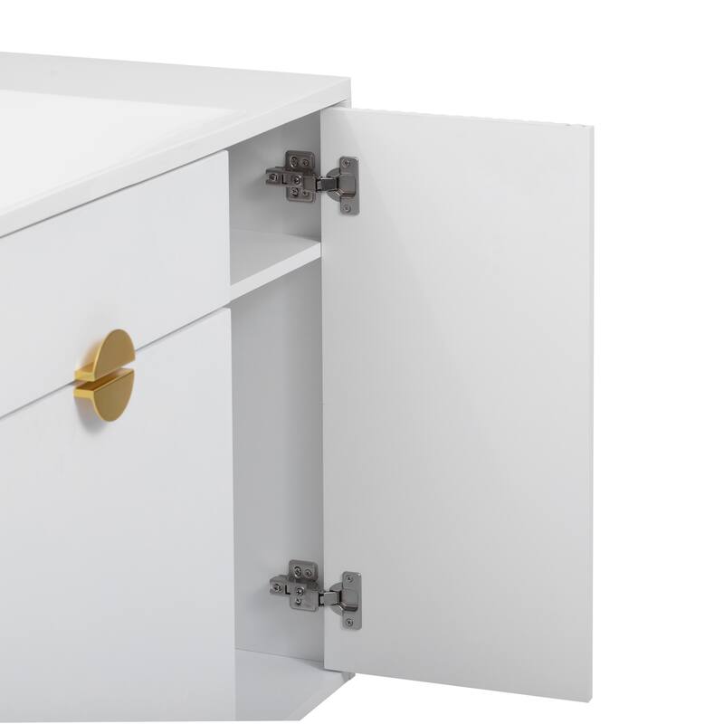 36" Bathroom Vanity with Resin Basin Sink Modern Sink Storage Cabinet with Soft-Closing Door and Drop-Down Door