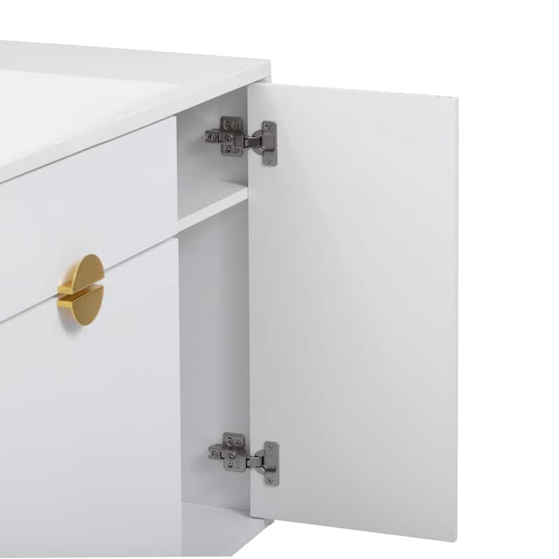 Roomfitters 36 Inch Bathroom Vanity with Resin Sink, Modern Storage Cabinet with Soft Closing Doors, White