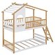preview thumbnail 7 of 21, Twin over Twin Size Solid Wood Bunk Bed Wood Bed with Roof, Window, Ladder