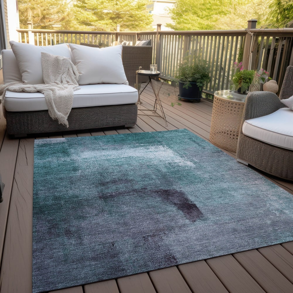 Machine Washable Indoor/ Outdoor Chantille Solid Ombre Rug