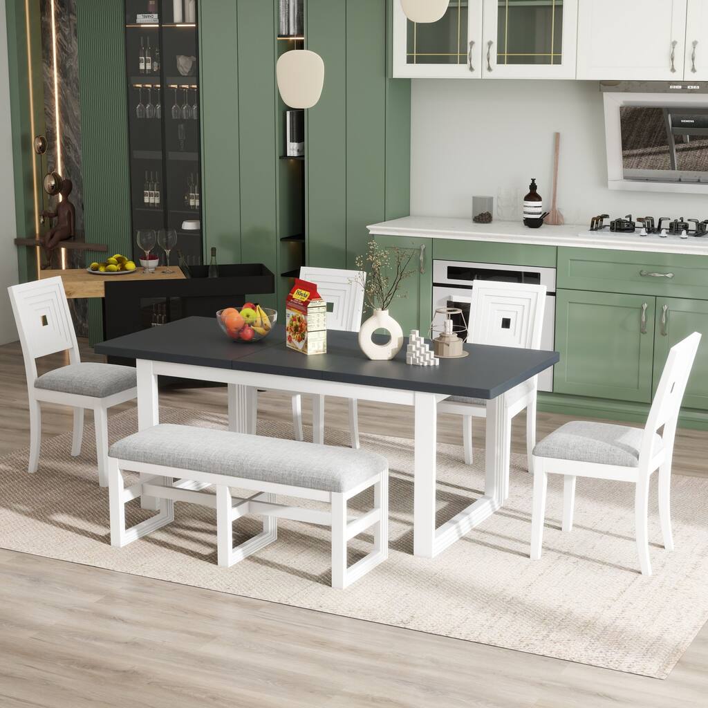 Modern 6 Piece Extendable Dining Table Set