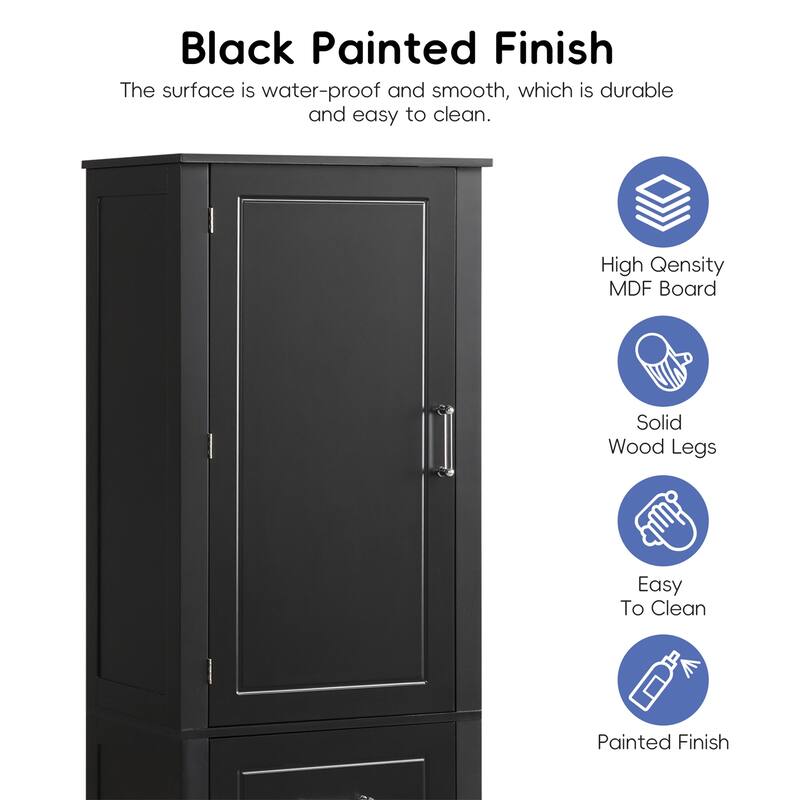 Tall Freestanding Bathroom Storage Cabinet with Two Drawers