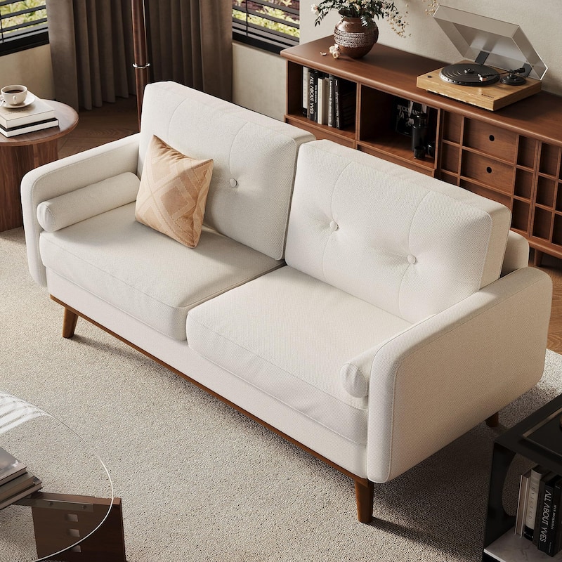 65" Loveseat Sofa, Mid Century Modern Couch Comfy Love Seat Couches for Living Room