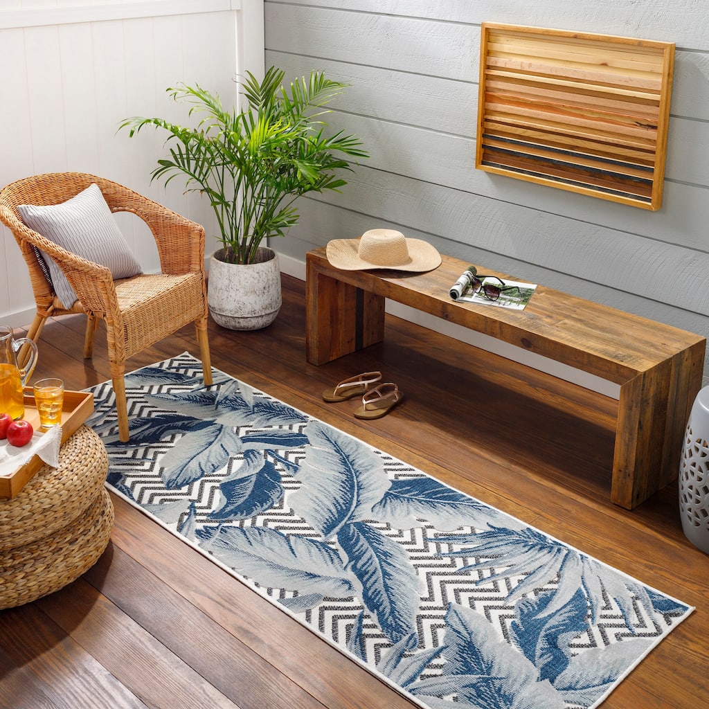 Livabliss Cabo Indoor/ Outdoor Chevron Tropical Area Rug