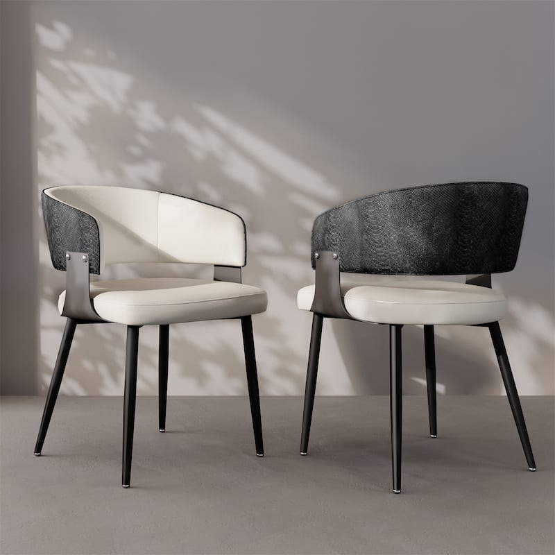 Dining Chairs Set Microfiber Leather Kitchen Dining Chairs Upholstered Padded Wide Seat - Black - 2PCS