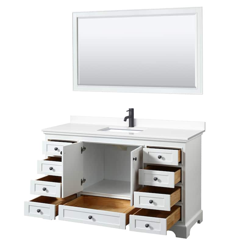 Deborah 60-inch Single Vanity, Cultured Marble Top, 58-inch Mirror