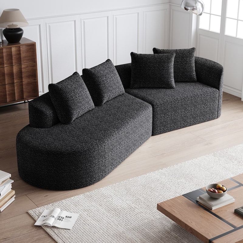 GDFStudio - Blackwood Chenille 4-Seater Oversized Sectional Sofa with Pillows