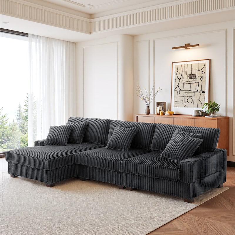 118.4"W Plush Modular Sectional Sofa with Pillows
