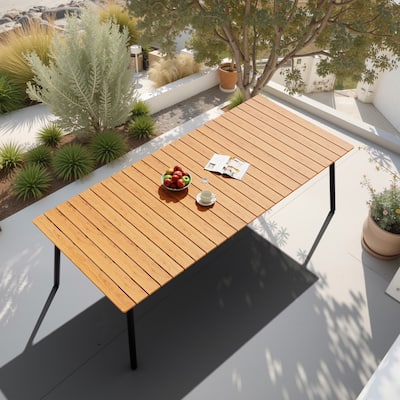 Crestlive Products Outdoor Rectangle Aluminum Dining Table with Umbrella Hole