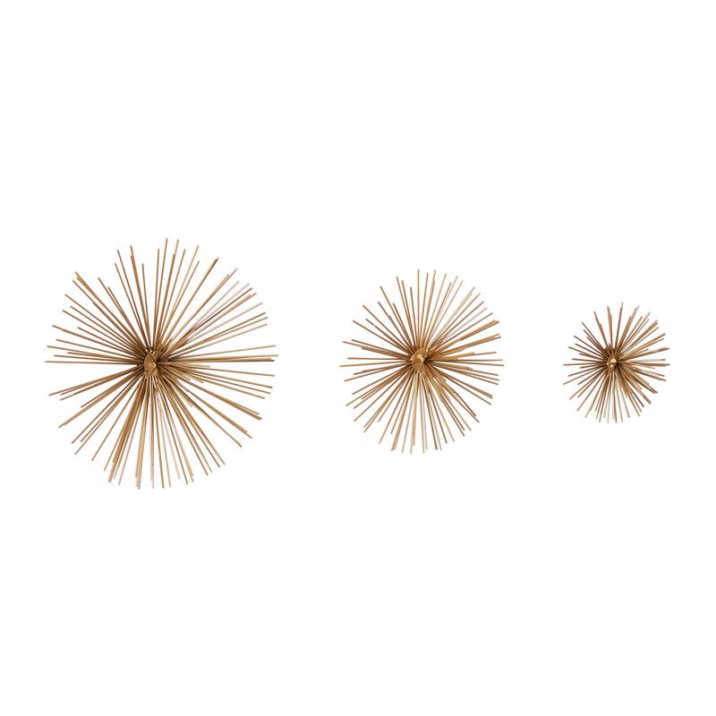 CosmoLiving by Cosmopolitan Metal 3D Starburst Wall Decor (Set of 3) - Silver, Gold, Black, Copper