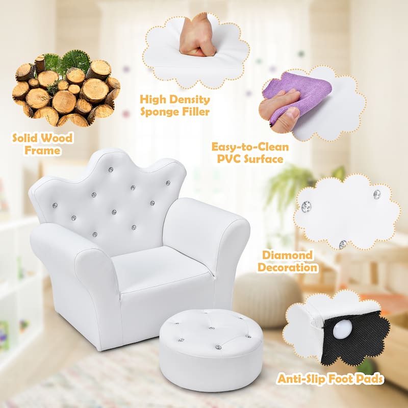 Costway Kids Sofa Toddler Couch Princess Armchair Children Gift w/ - See details