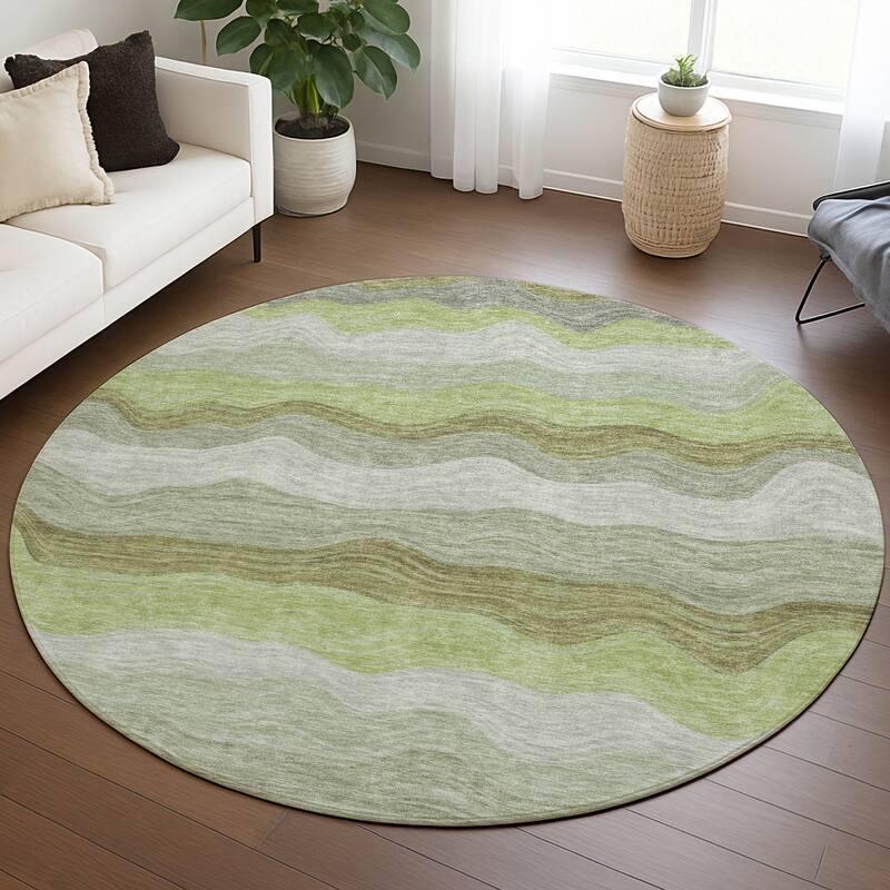 Machine Washable Indoor/ Outdoor Ombre Stripes Chantille Rug