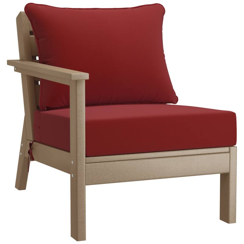 Birchwood All Weather HDPE Outdoor Patio Weathered Wood Deep Conversation Set (6-Piece Set)