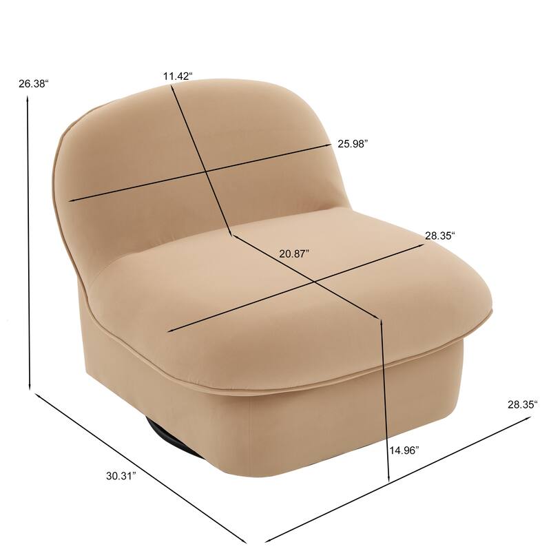 Pumpkin-Shaped Swivel Chair, 360-Degree Swivel Accent Chair for Living Room Bedroom Office
