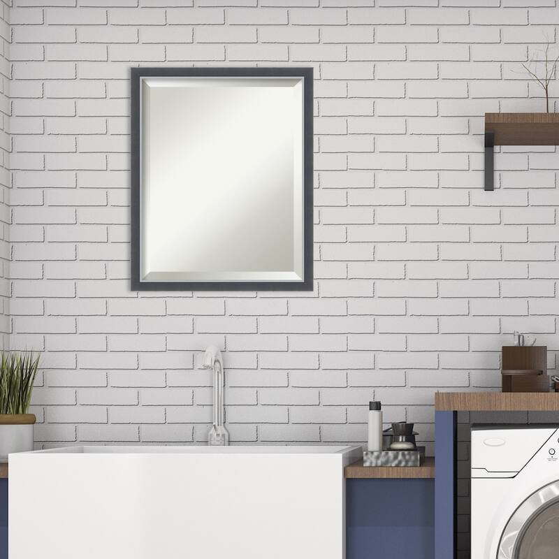 Beveled Wall Mirror - Eva Black Silver Thin Frame - Eva Black Silver Thin
