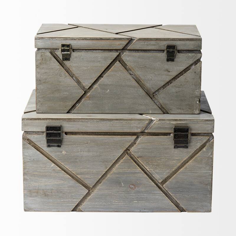 HomeRoots 11" Gray Solid Wood Desk Organizer - 11" W x 16" D x 8" H