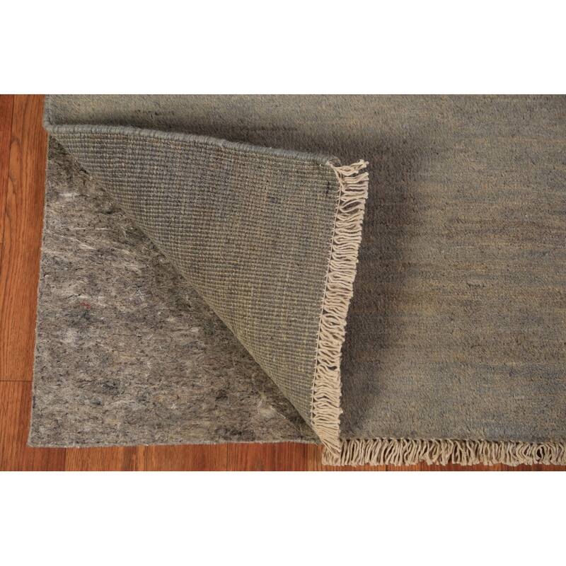 Modern Gabbeh Runner Rug Handmade Grey Wool Carpet - 2'8" x 9'6"