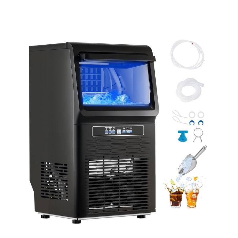 Freestanding Ice Maker with 80 lbs Daily Production and 36 Ice Trays Auto-Cleaning and Smart Panel - 13.7 x 13.2 x 24.6 in