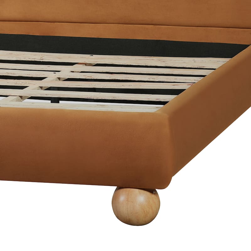 Christopher Knight Home - Modern Boucle Upholstered Platform Bed with Thick Headboard and Solid Wood Legs