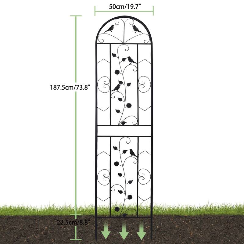 Tall Decorative Garden Fences Metal Garden Trellis Climbing (Set of 2) - 19.7x82.7 inch