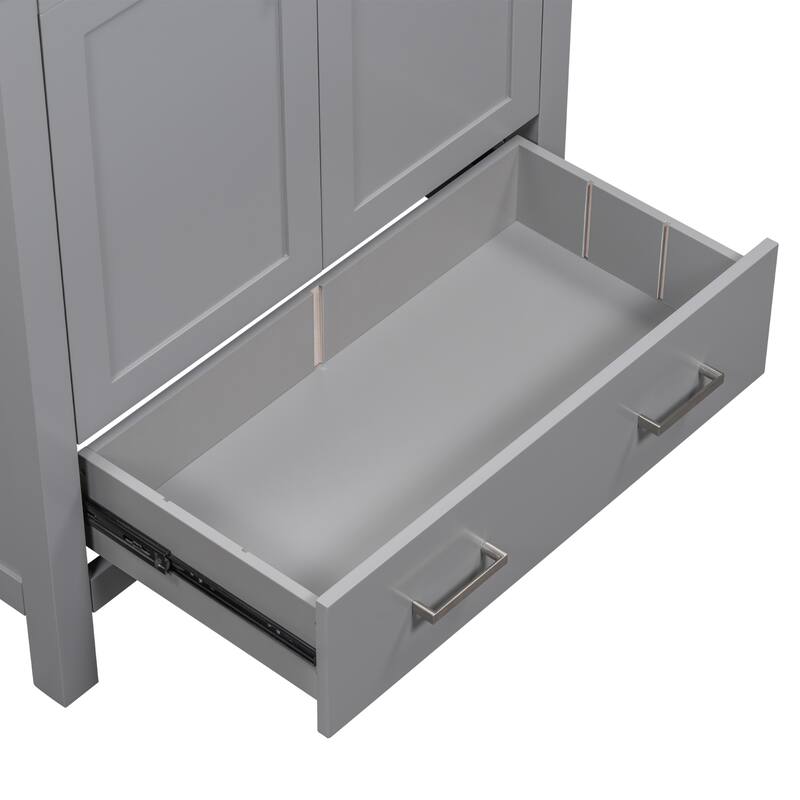 Bathroom Vanity with Single Sink, Bathroom Storage Cabinet with 2 Doors and 1 Drawer, Bathroom Vanities with Solid Wood Frame
