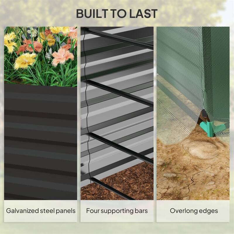 Galvanized Steel Raised Garden Bed with Crop Cage and Shade