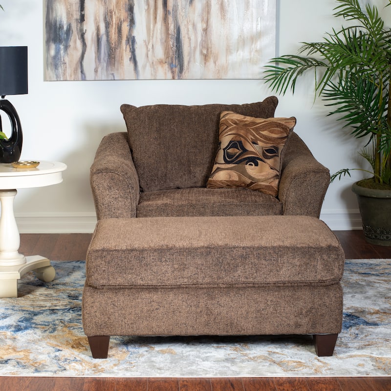 Roundhill Furniture Camero Contemporary Fabric Accent Chair and Ottoman Set