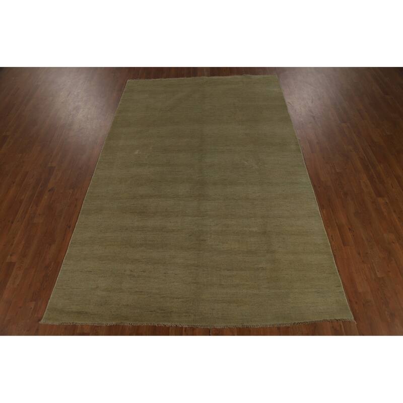Sage Green Gabbeh Modern Area Rug Handmade Wool Carpet - 6'3" x 9'9"