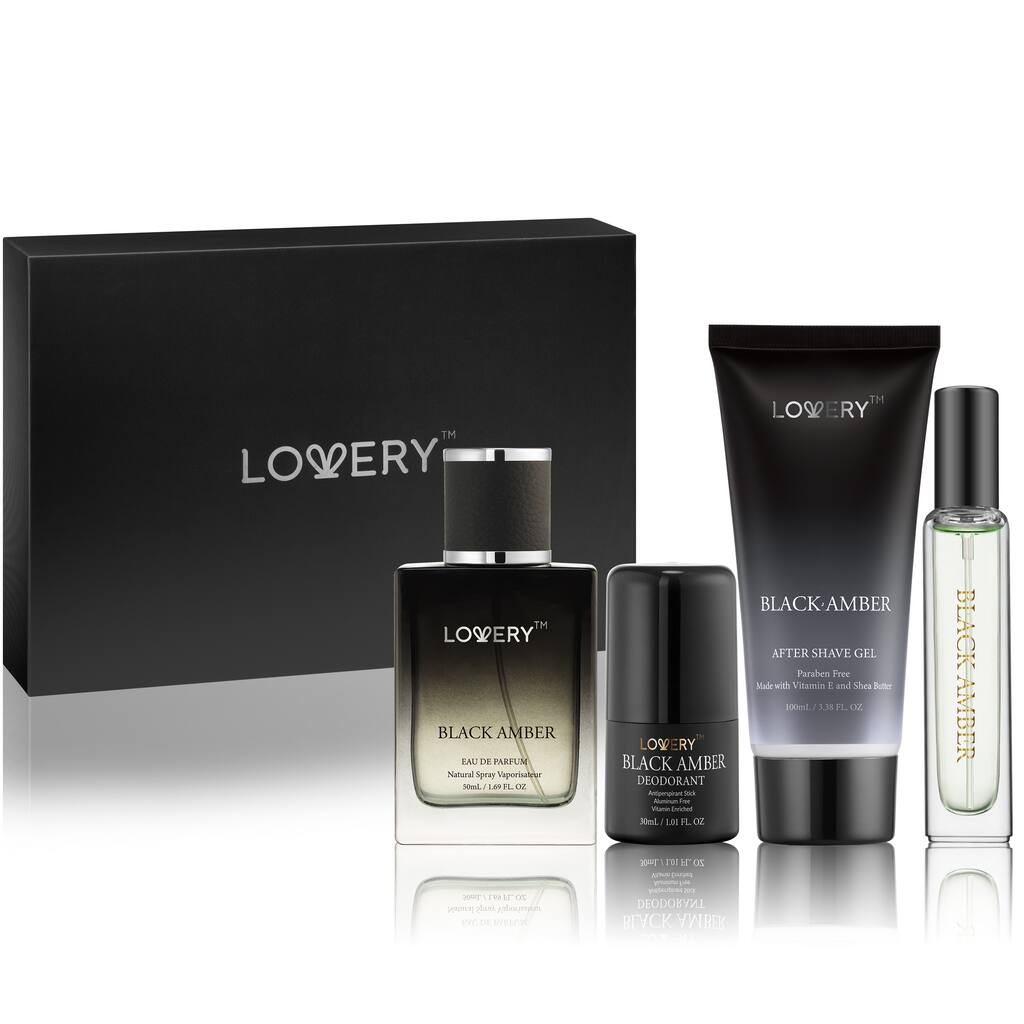 Lovery 5-Pc. Black Amber Bath & Body Gift Set - Cologne, Shave Gel, Deodorant & More