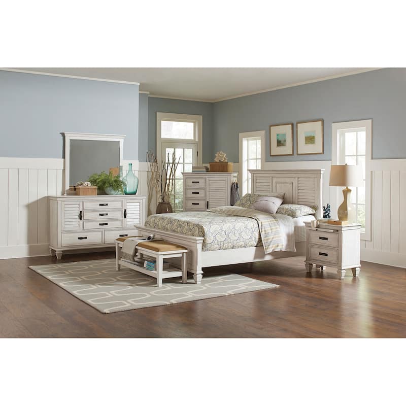 Franco Antique White Storage Platform Bedroom Set