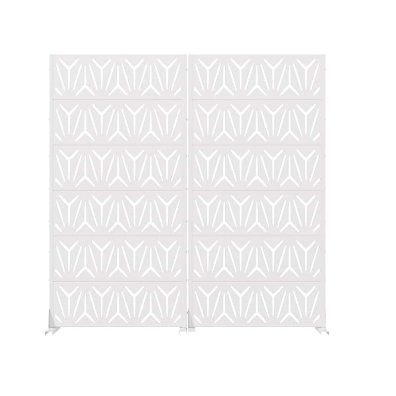 Dovelina Outdoor Freestanding Metal Privacy Screen Decorative Garden Fence (Set of 2)