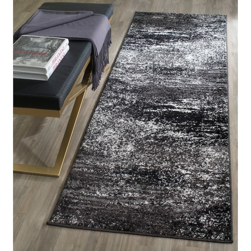 SAFAVIEH Adirondack Brynn Modern Abstract Rug - 2'6" x 10' Runner - Silver/Black