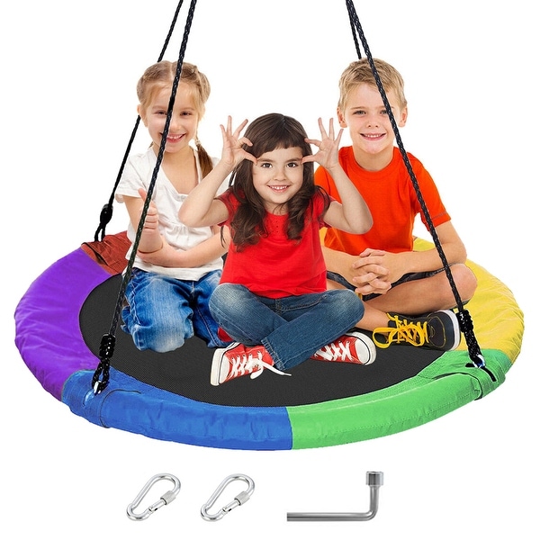 40" Waterproof Saucer Tree Swing, Indoor/Outdoor Round Kids Swing Seat 330lb Weight Capacity - Multi