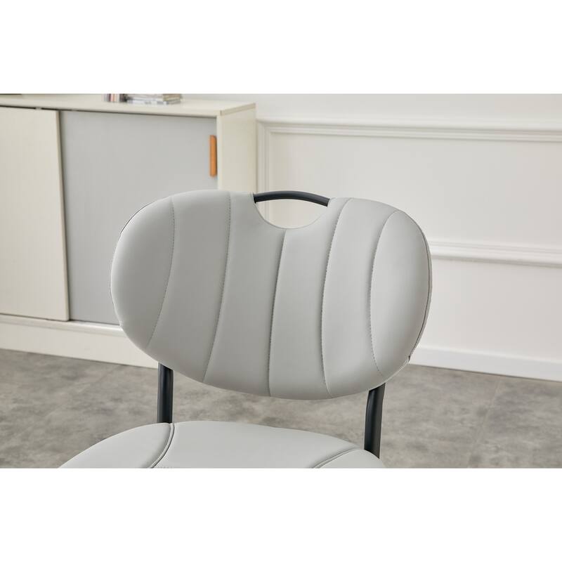 Set of 4, 20" PU Leather Upholstered Dining Chairs with Metal Legs