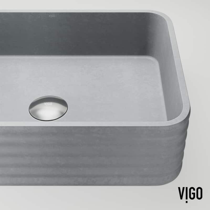 VIGO Cadman 18"L x 13"W Concrete Vessel Sink and Lexington 10"H Faucet Set