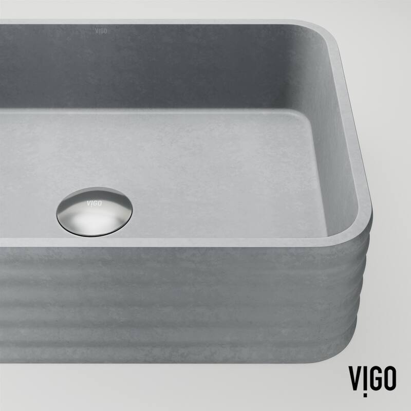 VIGO Cadman 18"L x 13"W x 5"H Concreto Stone Rectangular Bathroom Vessel Sink