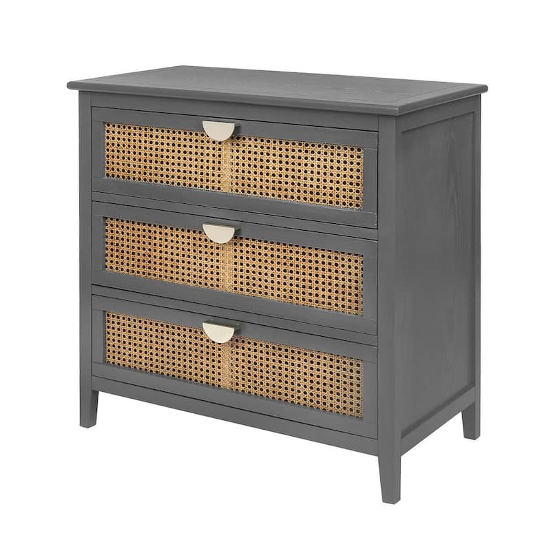 3 Drawers Rattan Storage Cabinet for Bedroom Living Room