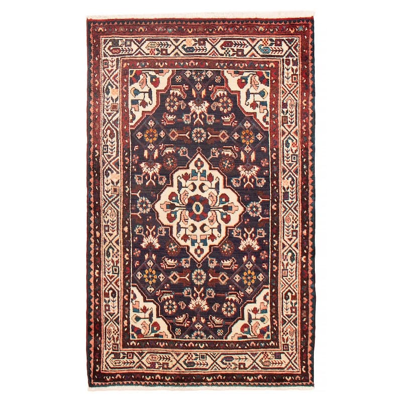 ECARPETGALLERY Hand-knotted Anadol Navy Wool Rug - 3'3 x 5'4 - Dark Navy - 3'3 x 5'4