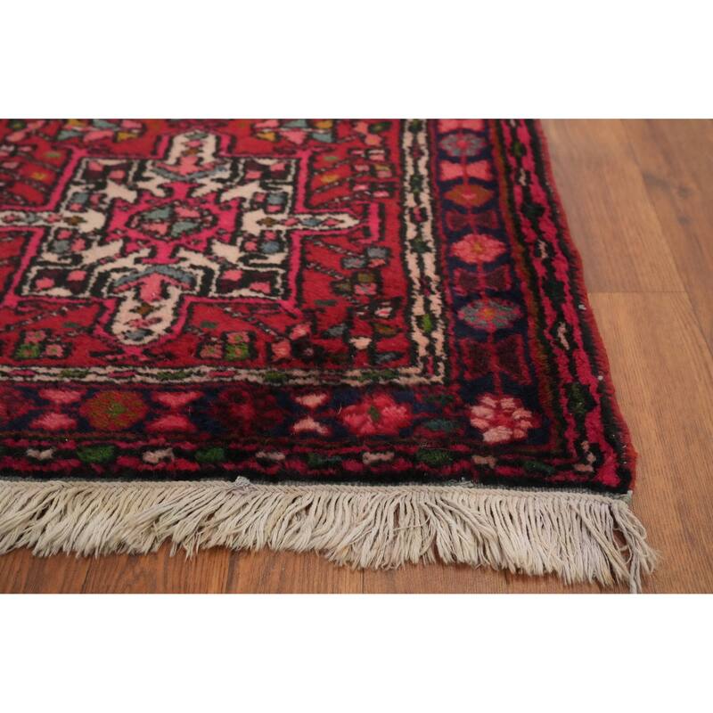 Hand Knotted Oriental 100% Wool Carpet Traditional Tribal Red Gharajeh Runner Rug - 9' 7'' X 2' 3''