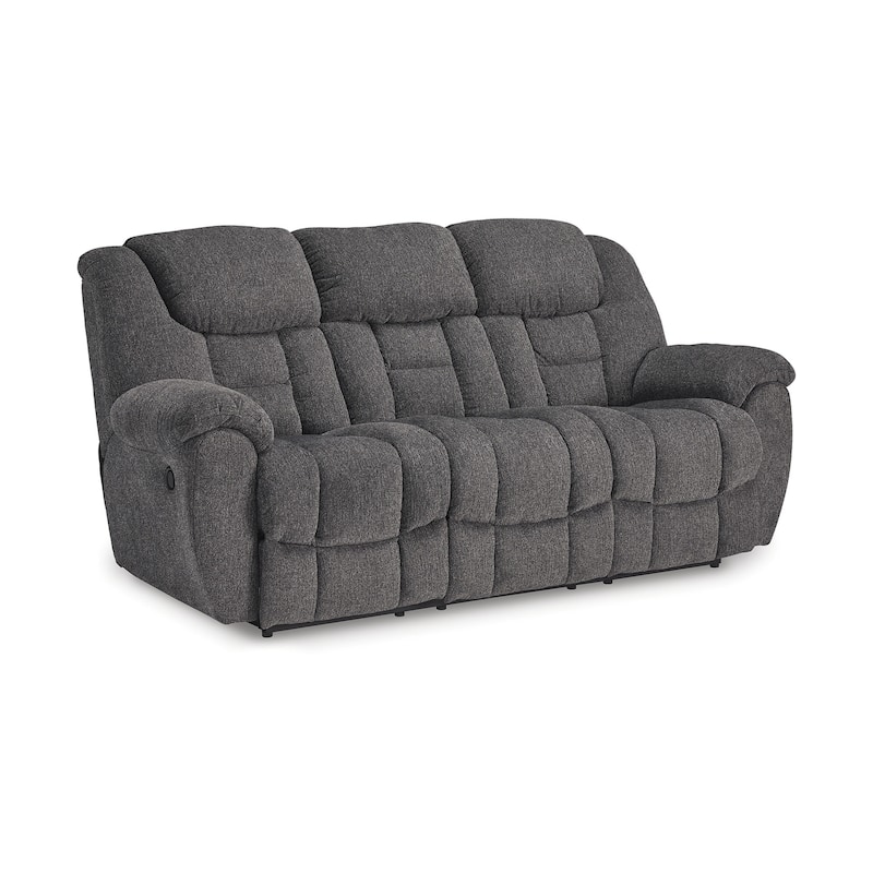 Dane Manual Reclining Sofa, Gray Polyester, Pillow Top Arms, 87 Inch