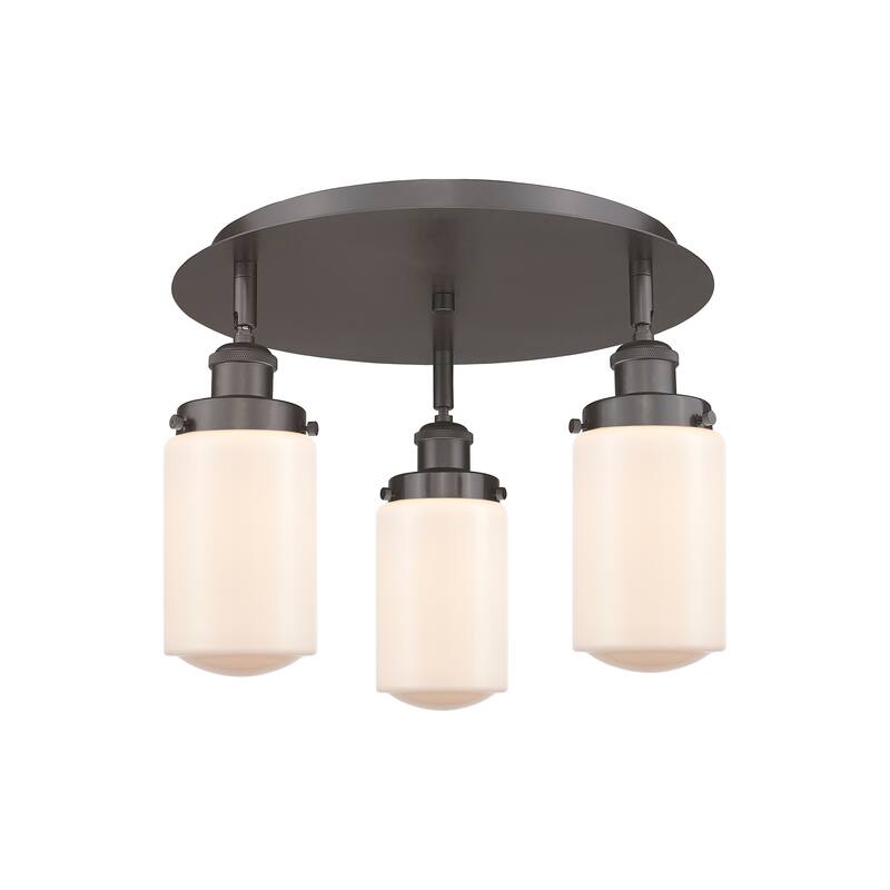 Innovations Lighting Dover - 3 Light 16" Flush Mount - Oil Rubbed Bronze/Matte White