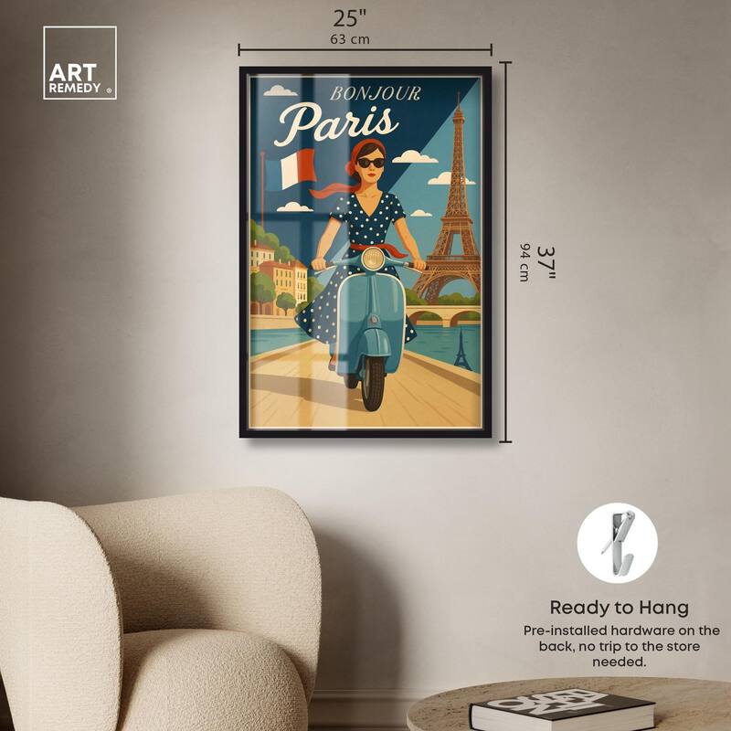 Scooter French Travel Shadowbox by Art Remedy