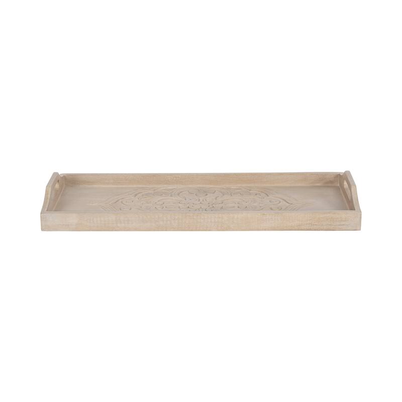 Kate and Laurel Adhira Carved Decorative Tray - 10x24