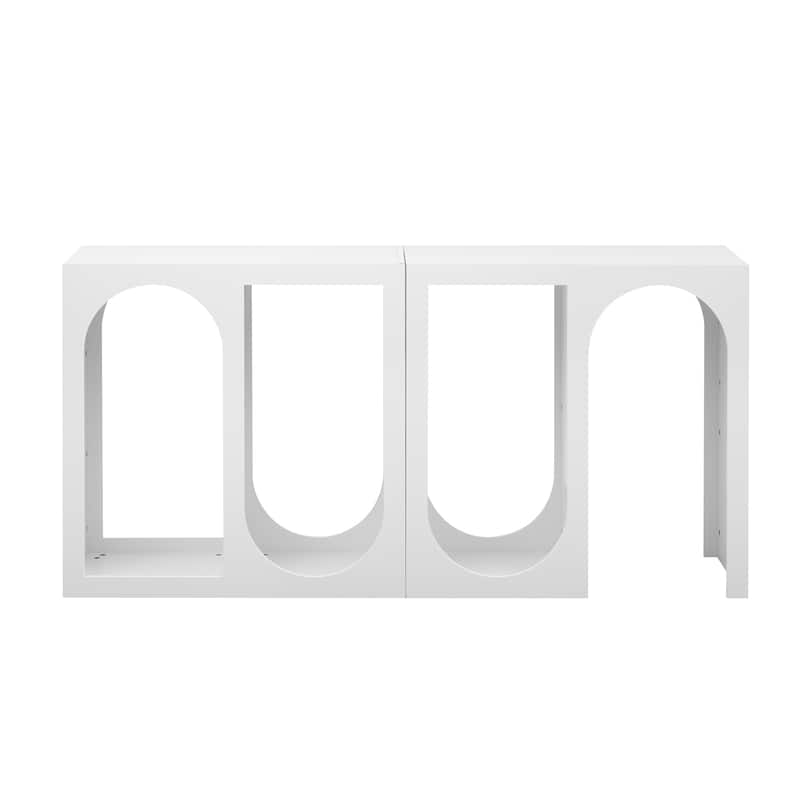 Modular Entryway Console Table Accent Table with Rectangular Exterior and Curved Interior Design for Living Room