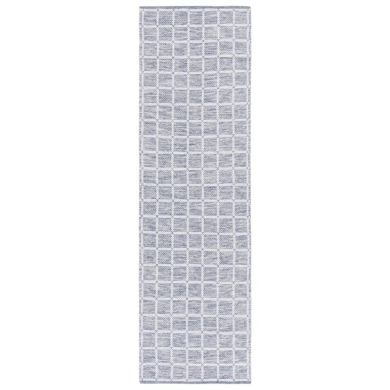 SAFAVIEH Handmade Montauk Huldis Casual Cotton Rug - 2'3" x 8' Runner - Navy/Ivory