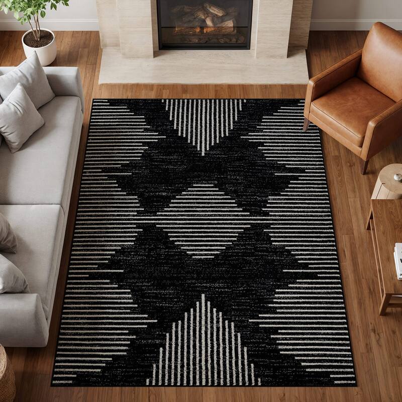 Modern Abstract Area Rug for Living Room, Bedroom, or Entryway - Low Pile Indoor Rug