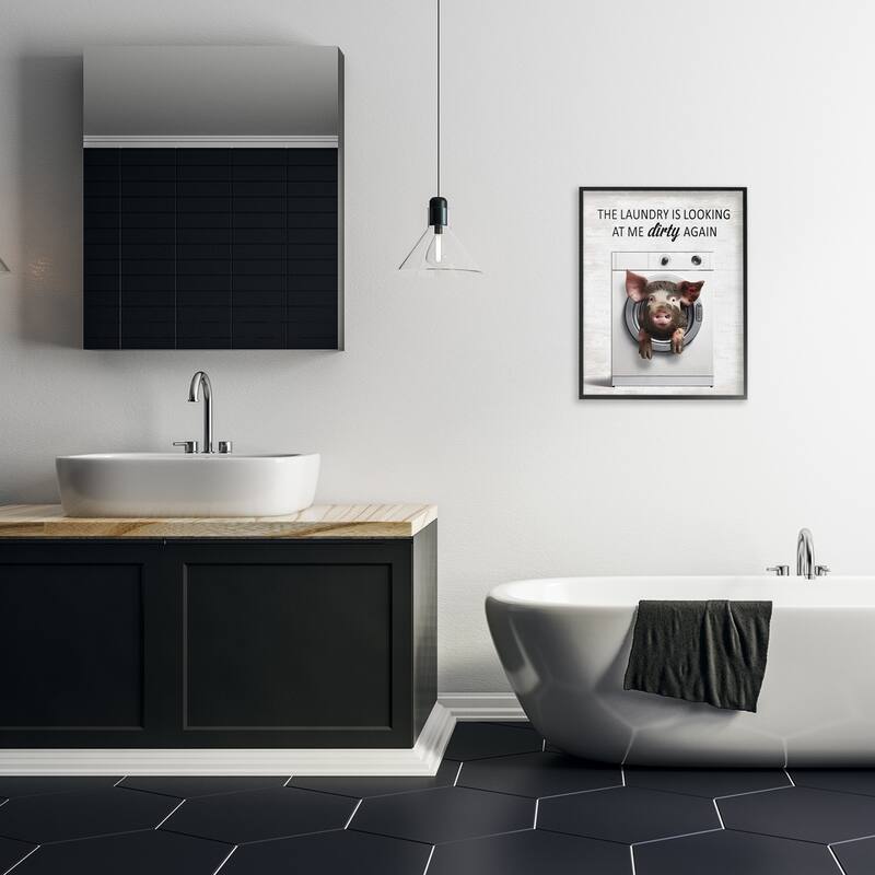 Stupell Laundry Looking At Me Dirty Framed Giclee Art Design By Lettered and Lined