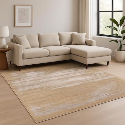 HomeRoots Abstract Contemporary Rectangle Area Rug - 120.00 in. x 96.00 in. x 0.25 in.